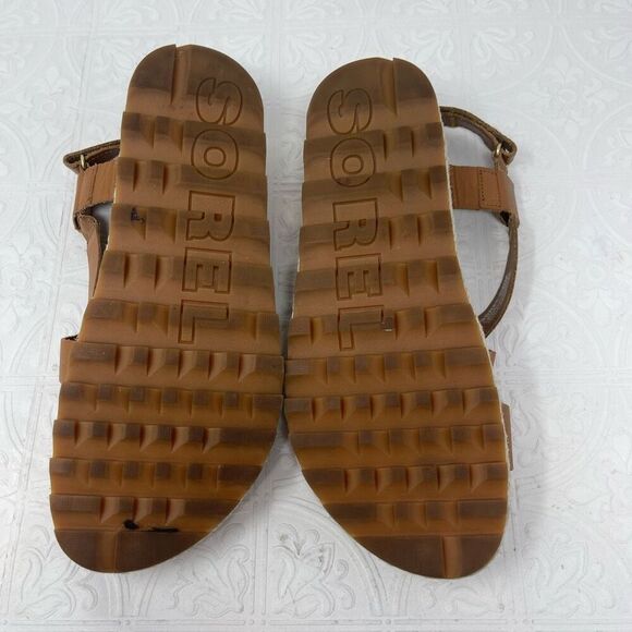 Sorel Brown Everyday Buckle Strap Roaming Criss Cross Platform Sandals Size 10 - Picture 3 of 7